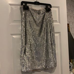 J Crew silver sequin skirt